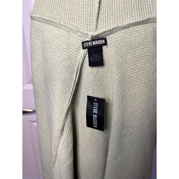 Steve Madden Hooded Cape Poncho Womens one size Asymmetrical Knit Celadon Green - Picture 9 of 9